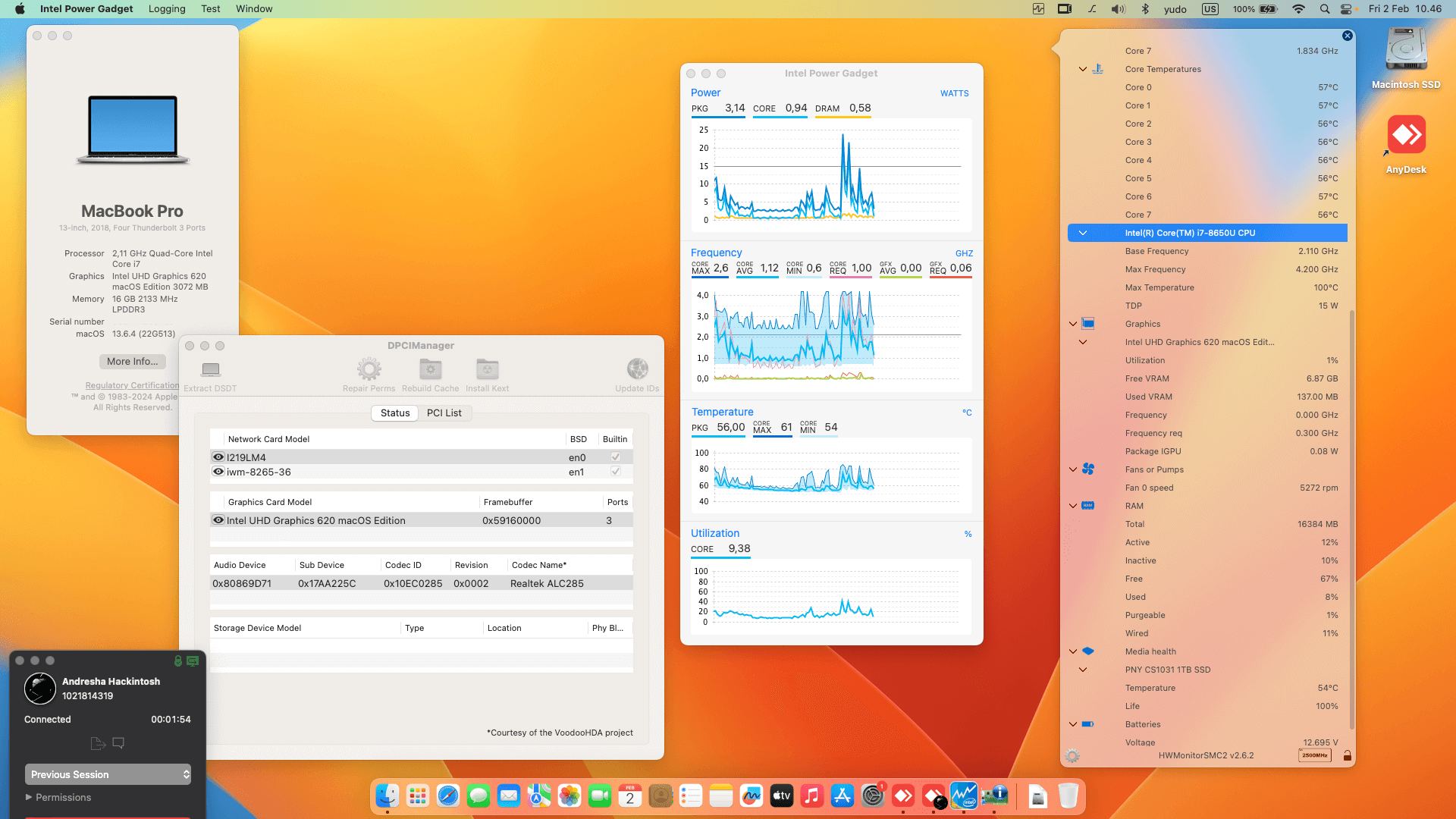 Success Hackintosh macOS Ventura 13.6.4 Build 22G513 in Lenovo Thinkpad X1 Carbon 6th Gen